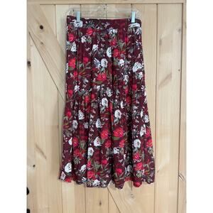 Garnet Hill | Mila Crepe Pull On Floral Midi Skirt | Size XS (0-2)